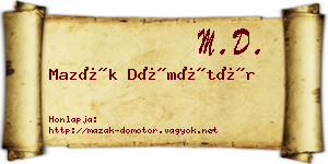 Mazák Dömötör névjegykártya